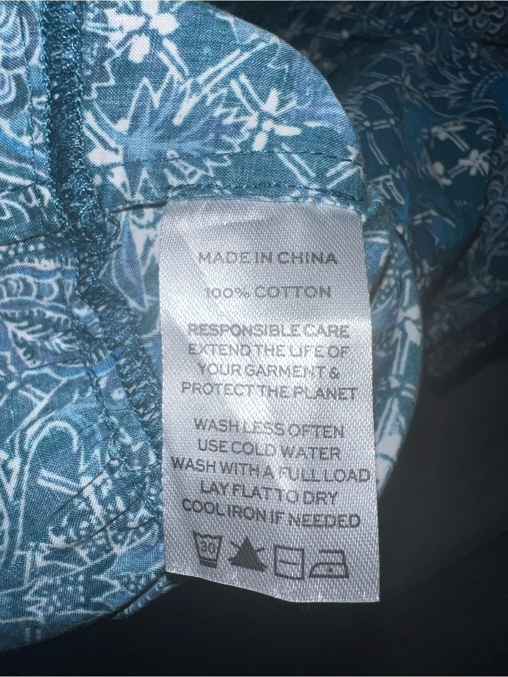 Hill House 100% Cotton Nap Dress Teal Blue Floral Smocked size L - Picture 8 of 8